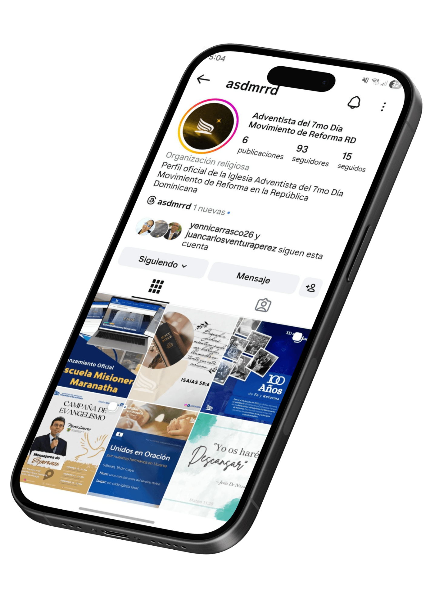 Mockup de Instagram en celular